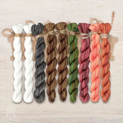 Set of OwlForest Hand-Dyed Threads for the “Berry Tigers” Chart (Thread Trade n.a. Kirov)