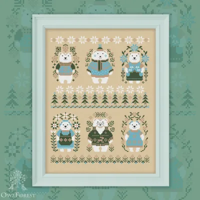 Free embroidery digital chart “Christmas Bears. Polar Bears”