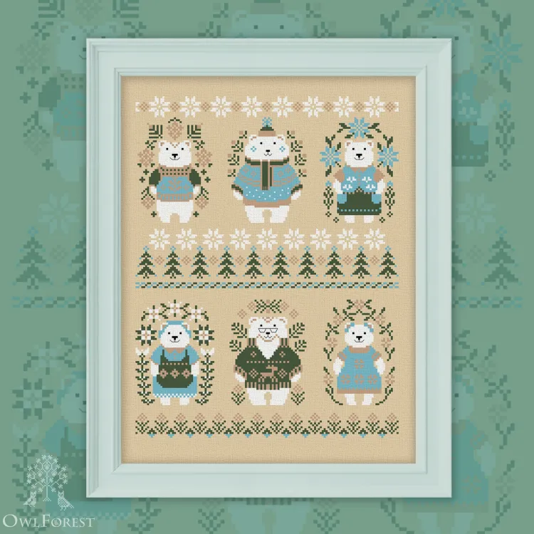 Free embroidery digital chart “Christmas Bears. Polar Bears”