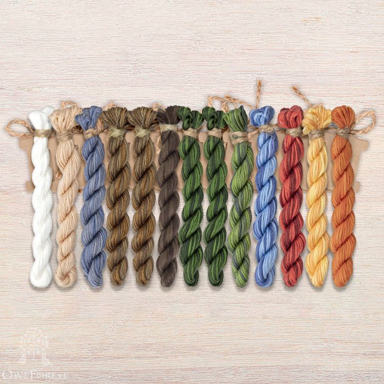 Set of OwlForest Hand-Dyed Threads for the “Little Red Riding Hood” Chart (Thread Trade n.a. Kirov)