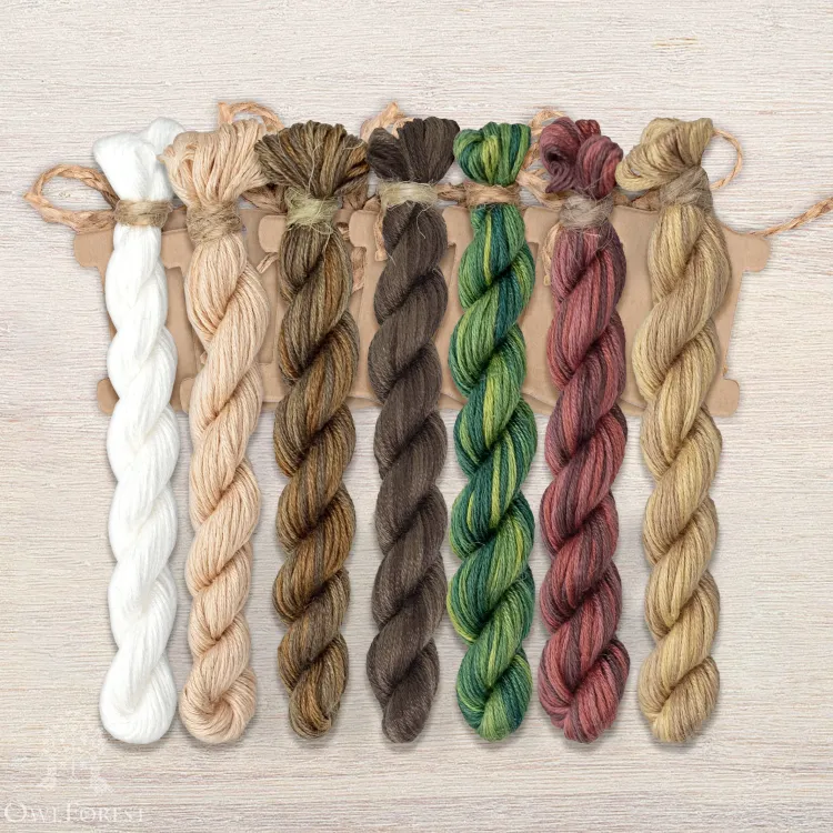 Set of OwlForest Hand-Dyed Threads for the “Coffee Bow” Chart (Thread Trade n.a. Kirov)