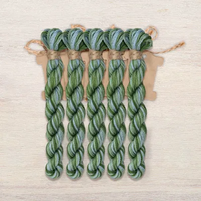Set of OwlForest Hand-Dyed Threads for the “Birds in the Green Garden” Chart (DMC)