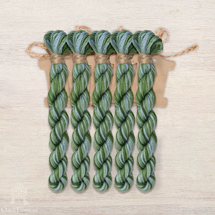 Set of OwlForest Hand-Dyed Threads for the “Birds in the Green Garden” Chart (DMC)