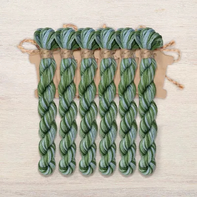 Set of OwlForest Hand-Dyed Threads for the “Birds in the Green Garden” Chart (DMC)