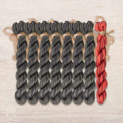 Set of OwlForest Hand-Dyed Threads for the “Quaker Decorative Letter” Chart (Thread Trade n.a. Kirov)