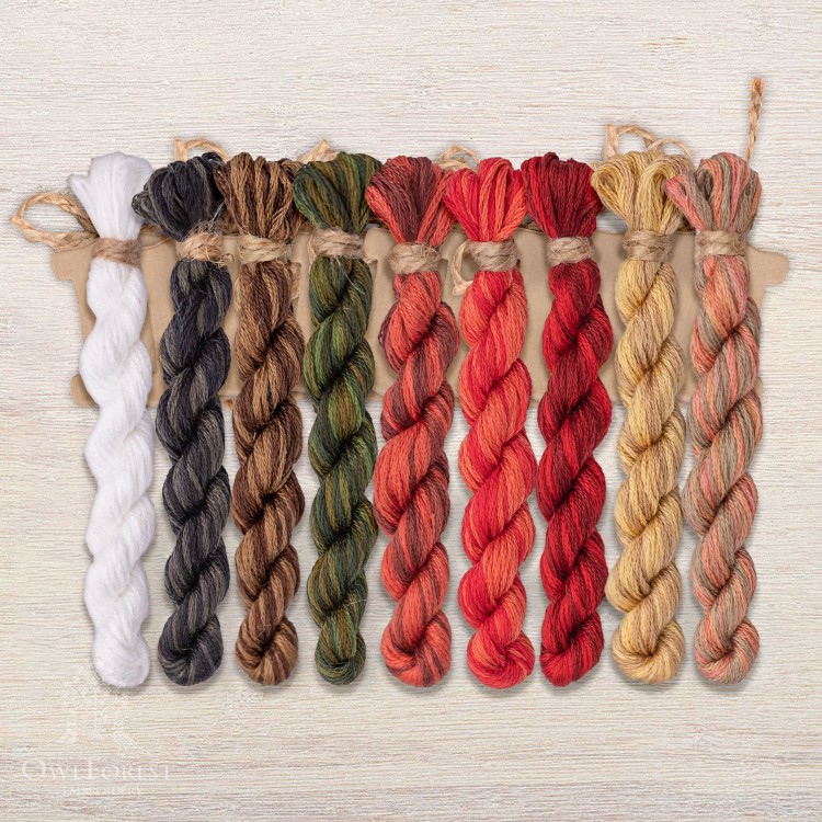 Set of OwlForest Hand-Dyed Threads for the “Red Cardinals” Chart (DMC)