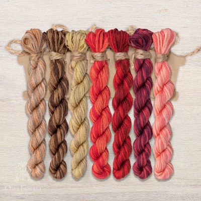 Set of OwlForest Hand-Dyed Threads for the “Glorious Leopard” Chart (DMC)