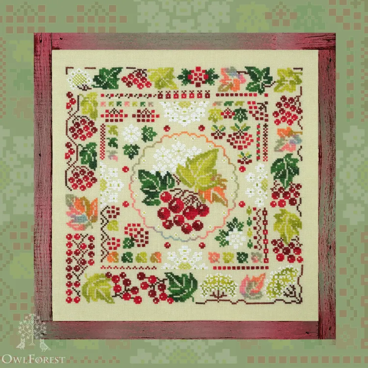 Digital embroidery chart “Viburnum Summer” – Owlforest Embroidery