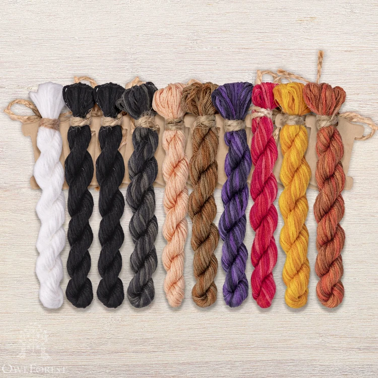 Set of OwlForest Hand-Dyed Threads for the “My Licorice Candy“ (DMC)