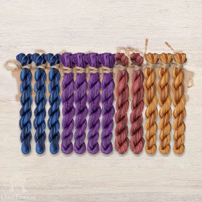 Set of OwlForest Hand-Dyed Threads for the “Heraldic Decorative Letter” Chart (Thread Trade n.a. Kirov)