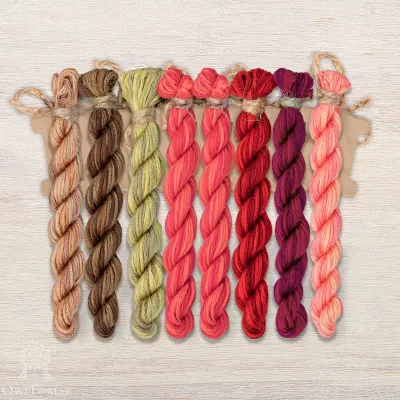 Set of OwlForest Hand-Dyed Threads for the “Glorious Leopard” Chart  (Thread Trade n.a. Kirov)