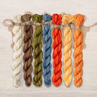 Set of OwlForest Hand-Dyed Threads for the “City of cats” Chart (Thread Trade n.a. Kirov)