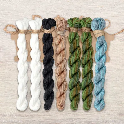 Set of OwlForest Hand-Dyed Threads for the “Christmas Bears. Polar Bears” Chart (Thread Trade n.a. Kirov)