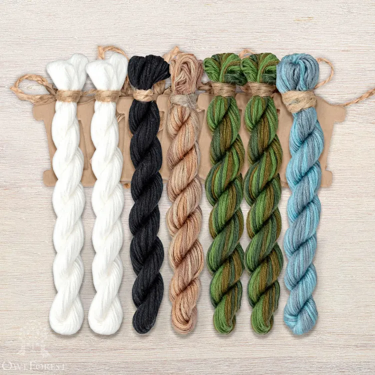 Set of OwlForest Hand-Dyed Threads for the “Christmas Bears. Polar Bears” Chart (Thread Trade n.a. Kirov)