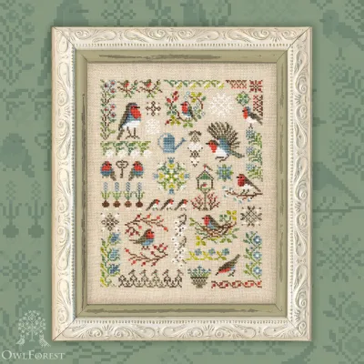 Digital embroidery chart “Robins”