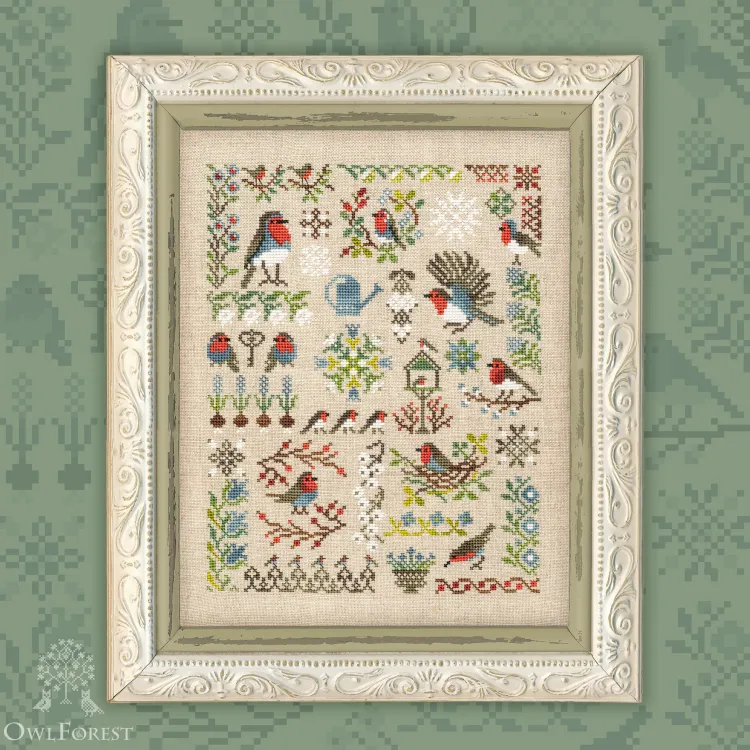 Digital embroidery chart “Robins”
