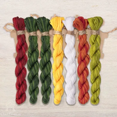Set of OwlForest Hand-Dyed Threads for the “Night Tango” Chart (DMC)