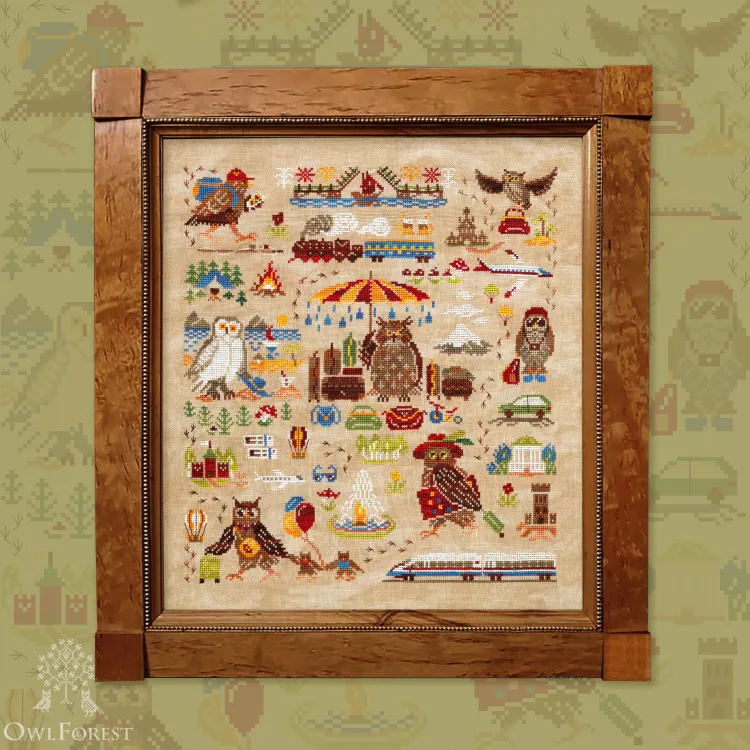 Digital embroidery chart “Owl Travellers”