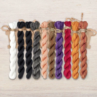 Set of OwlForest Hand-Dyed Threads for the “My Licorice Candy” Chart (Thread Trade n.a. Kirov)