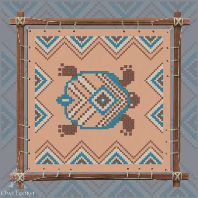 Printed embroidery chart “Mesoamerican Motifs. Turtle” 3 colors