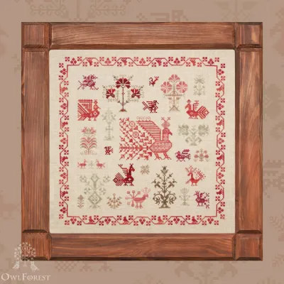 Digital embroidery chart “Peahen Bird”