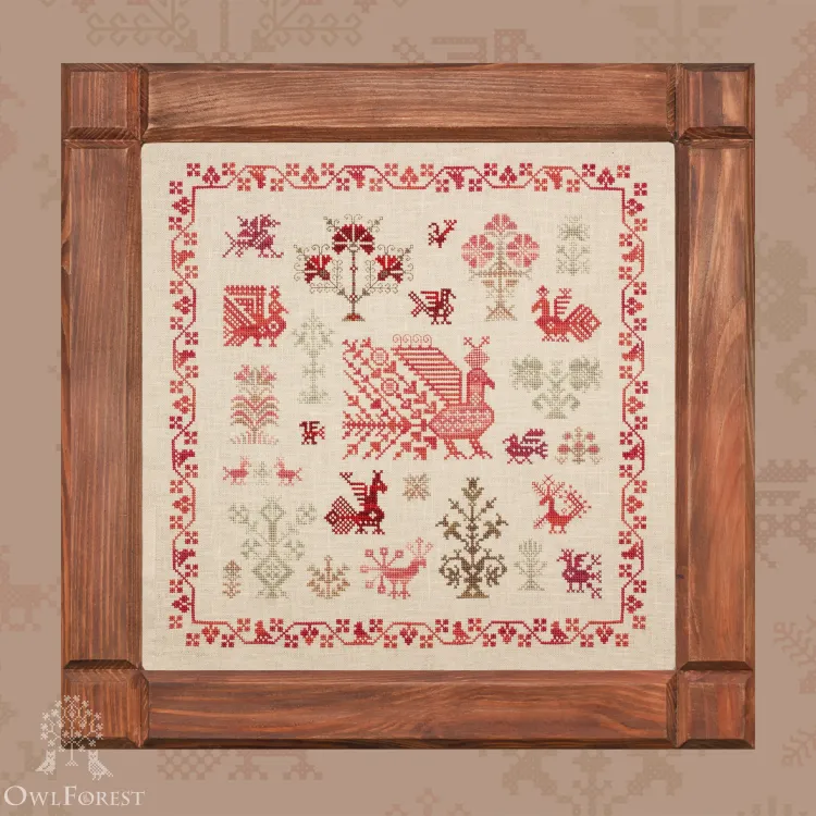 Digital embroidery chart “Peahen Bird”