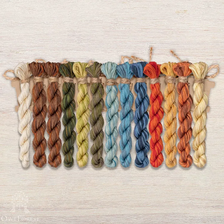 Set of OwlForest Hand-Dyed Threads for the “Ukha” Chart (DMC)