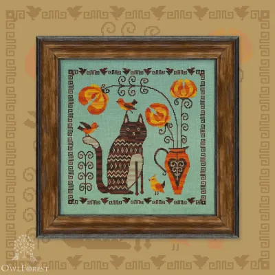 Printed embroidery chart “The Cat and the Ornithology”