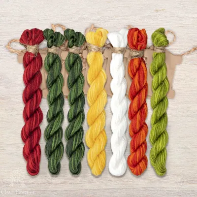 Set of OwlForest Hand-Dyed Threads for the “Night Tango” Chart (Thread Trade n.a. Kirov)