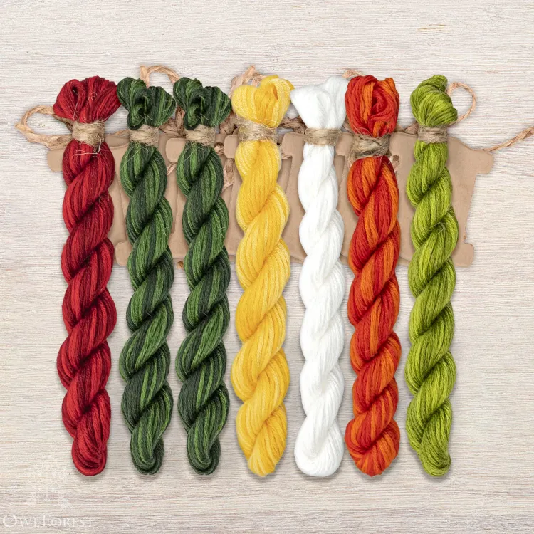 Set of OwlForest Hand-Dyed Threads for the “Night Tango” Chart (Thread Trade n.a. Kirov)