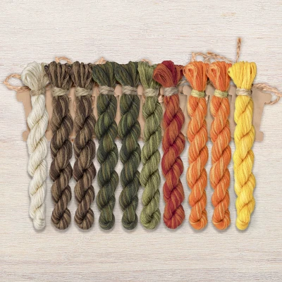 Set of OwlForest Hand-Dyed Threads for the “Tawny Treasure” (DMC) 