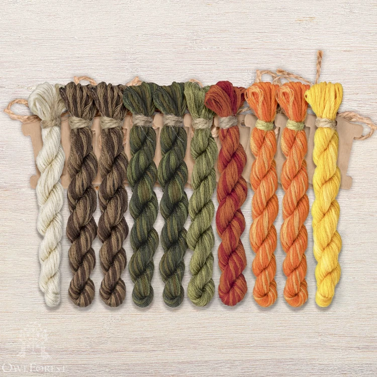 Set of OwlForest Hand-Dyed Threads for the “Tawny Treasure” (DMC) 