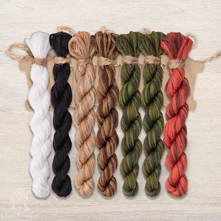 Set of OwlForest Hand-Dyed Threads for the “Christmas Bears” Chart (DMC)