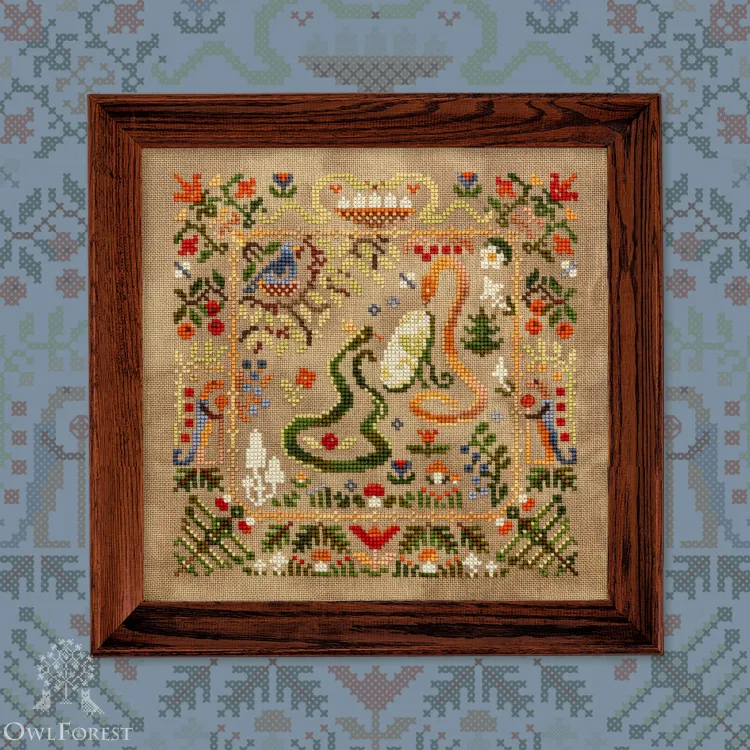 Printed embroidery chart “The Little Wood Folk. Snakes”