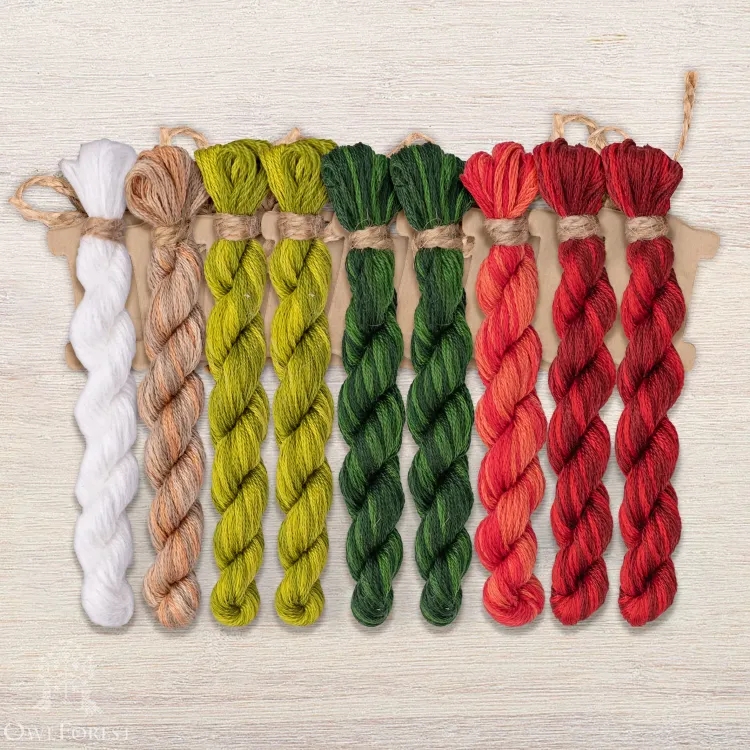 Set of OwlForest Hand-Dyed Threads for the “Ripe Apples” Chart (DMC)