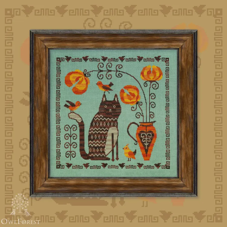 Digital embroidery chart “The Cat and the Ornithology”