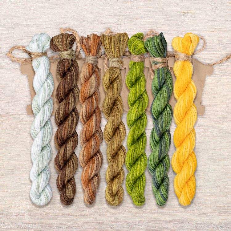 Set of OwlForest Hand-Dyed Threads for the “Backwater. Night” Chart (Thread Trade n.a. Kirov)