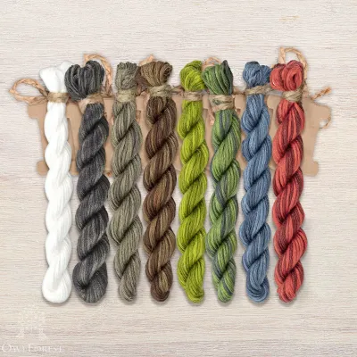 Set of OwlForest Hand-Dyed Threads for the “Robins” Chart (Thread Trade n.a. Kirov)