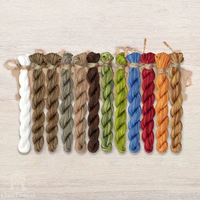 Set of OwlForest Hand-Dyed Threads for the “Owl Travellers” Chart (Thread Trade n.a. Kirov)