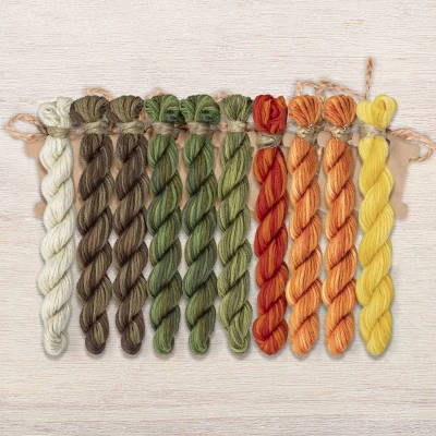 Set of OwlForest Hand-Dyed Threads for the “Queen of Flowers” (Thread Trade n.a. Kirov) 
