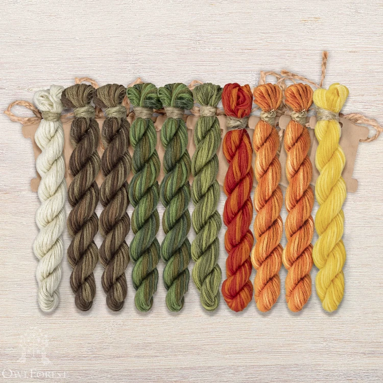 Set of OwlForest Hand-Dyed Threads for the “Queen of Flowers” (Thread Trade n.a. Kirov) 