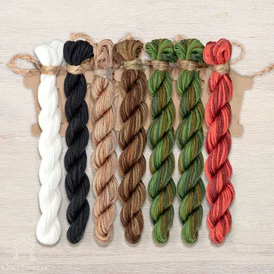 Set of OwlForest Hand-Dyed Threads for the “Christmas Bears” Chart (Thread Trade n.a. Kirov)