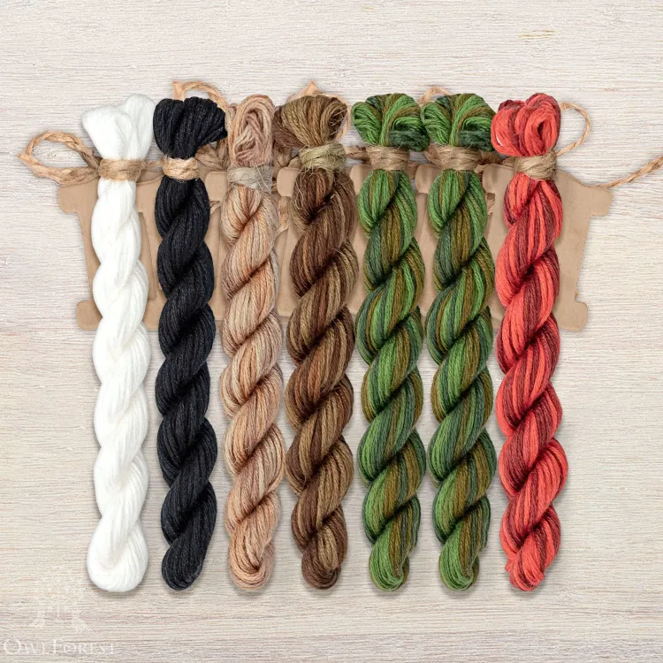 Set of OwlForest Hand-Dyed Threads for the “Christmas Bears” Chart (Thread Trade n.a. Kirov)