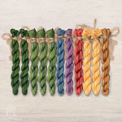 Set of OwlForest Hand-Dyed Threads for the “Floral Decorative Letter” Chart (Thread Trade n.a. Kirov)