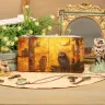 “Owl Forest” Leather Zipper Pouch