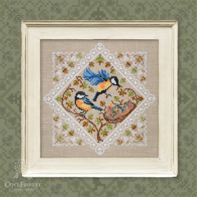 Digital embroidery chart “Lace Framed Birds. Titmice”