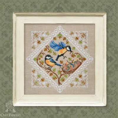 Digital embroidery chart “Lace Framed Birds. Titmice”