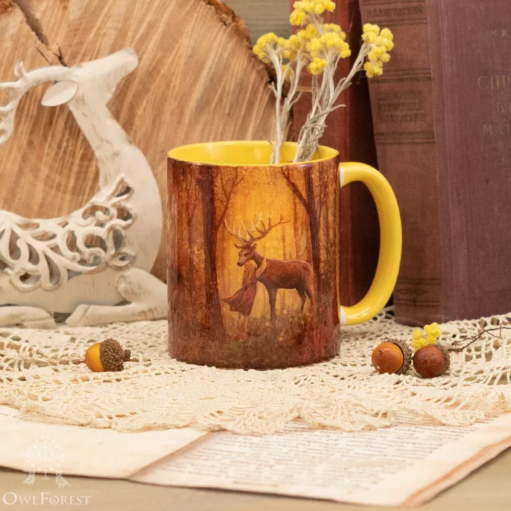 Forest Deer Mug  Owlforest Embroidery