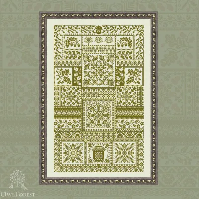 Digital embroidery chart “Sampler with Acorns”