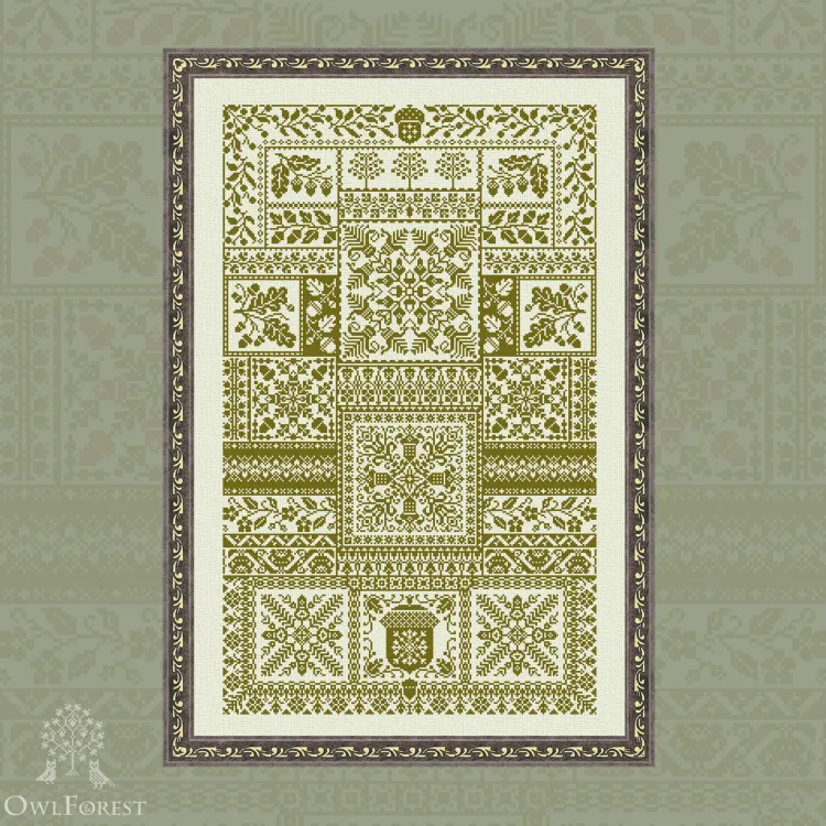 Digital embroidery chart “Sampler with Acorns”